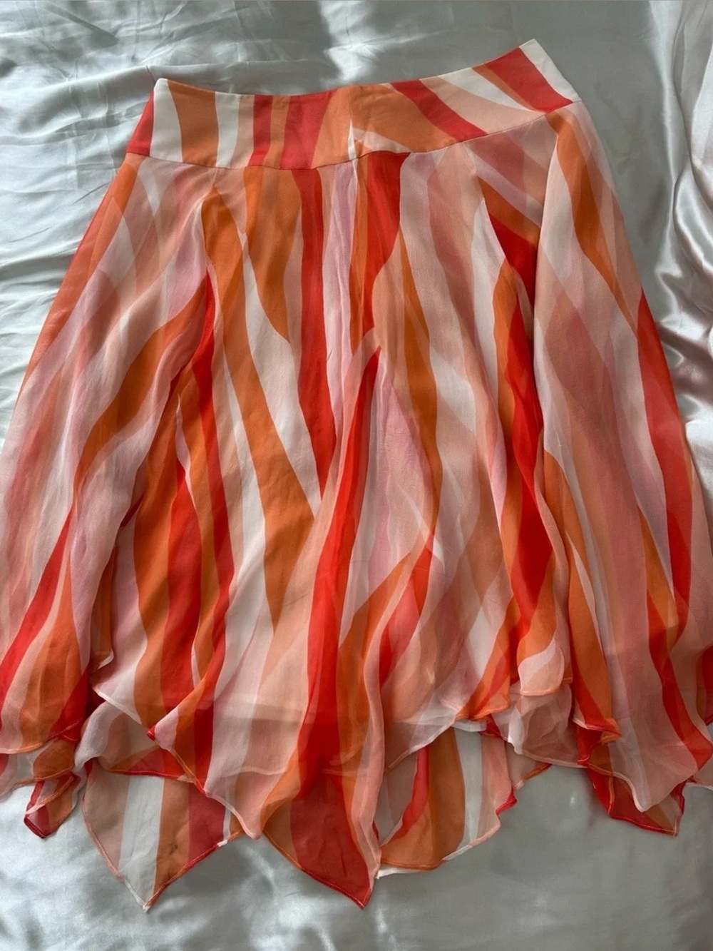 A-line Handkerchief Skirt in Orange and Pink Stripes